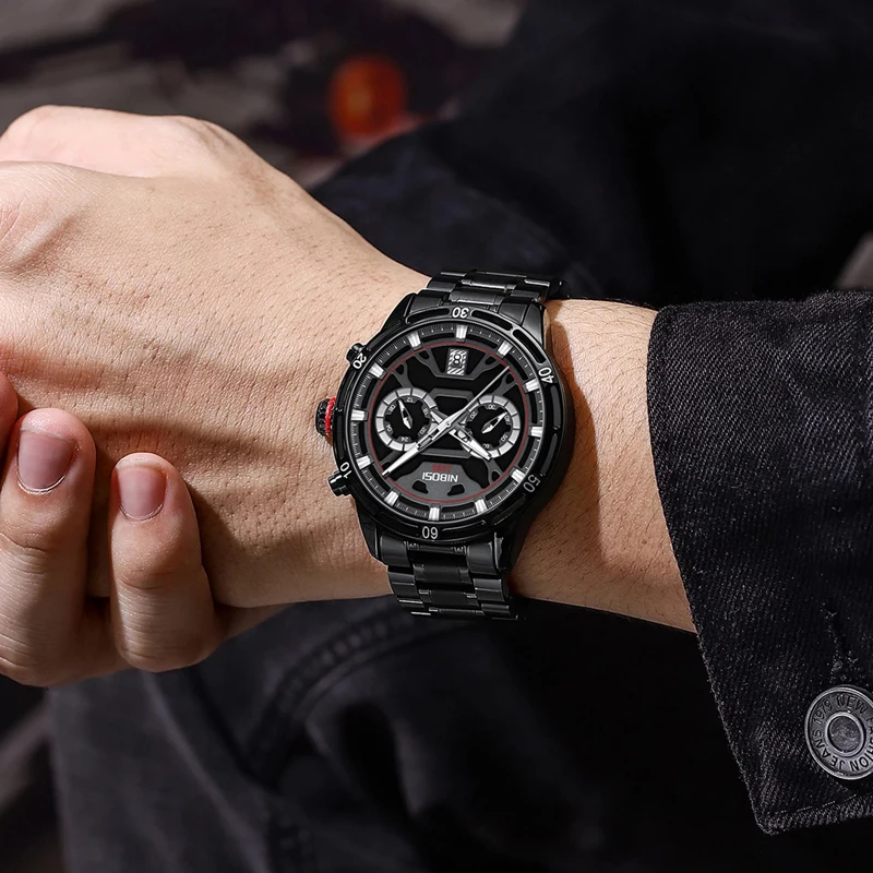 NIBOSI Brand Luxury Gold Watch for Men Sport Stainless Steel Waterproof Luminous Chronograph Quartz Watch Mens Relogio Masculino