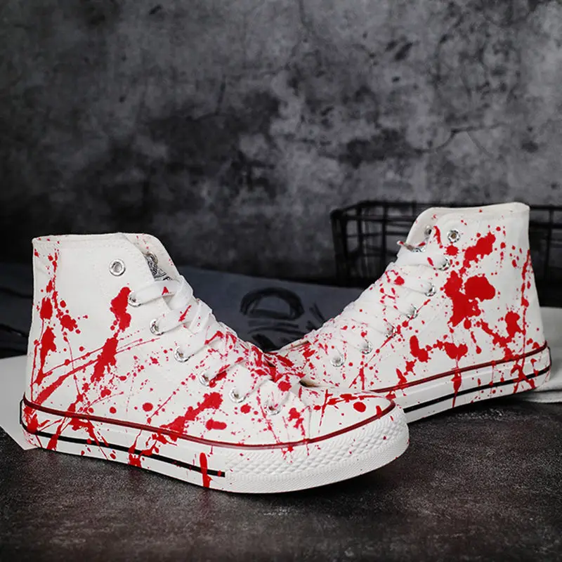2022 Hand-painted Desginer Vulcanized Shoes for Men Blood Grafitti