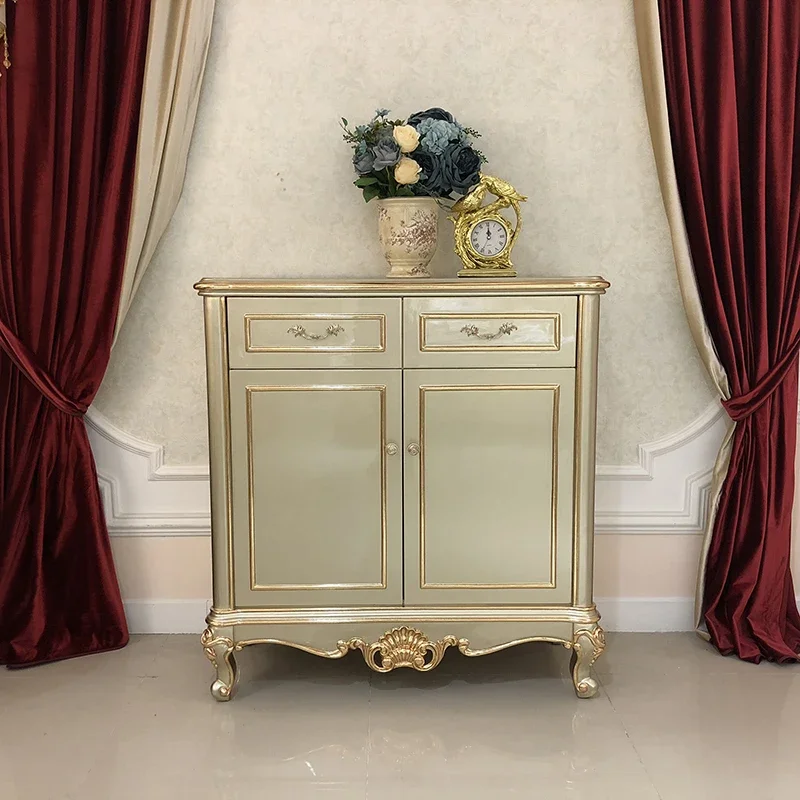 

European style shoe cabinet luxury living room solid wood carved porch partition shoe cabinet lobby locker
