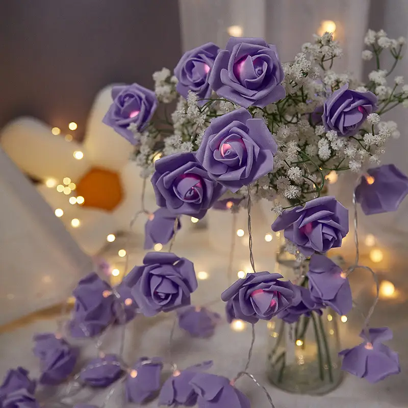 Rose String Lights Battery Operated Flower Garland Fairy Lights Valentine Wedding Party Decoration Christmas Home Decor Lights - Image 10