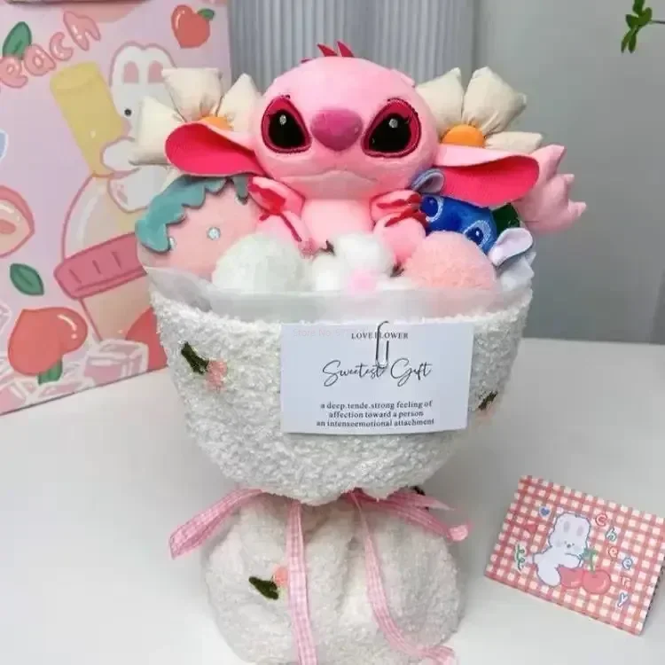 thumbnail image 1 of Ramo de muñecas de dibujos animados de Disney Lilo & Stitch con caja de regalo, muñeco de peluche creativo, regalo de Navidad, sorpresa de cumpleaños, 1 of 5