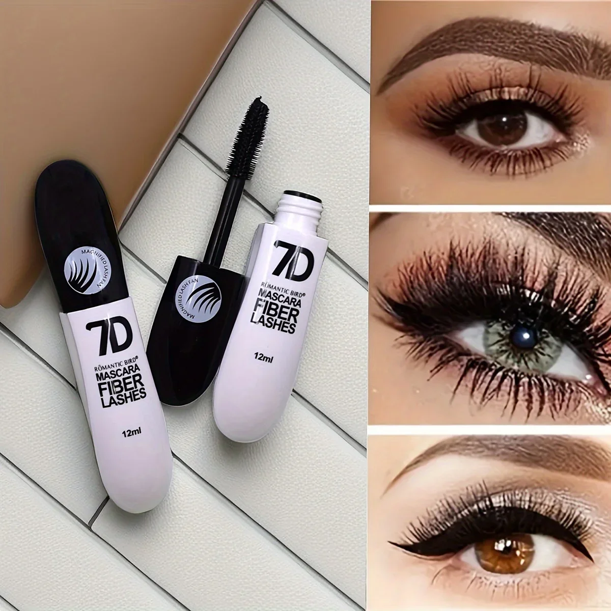7D Fiber Lash Set Waterproof Sweatproof Stainproof Slimming Base Mascara Suitable All Skin Types Long-Lasting Mascara