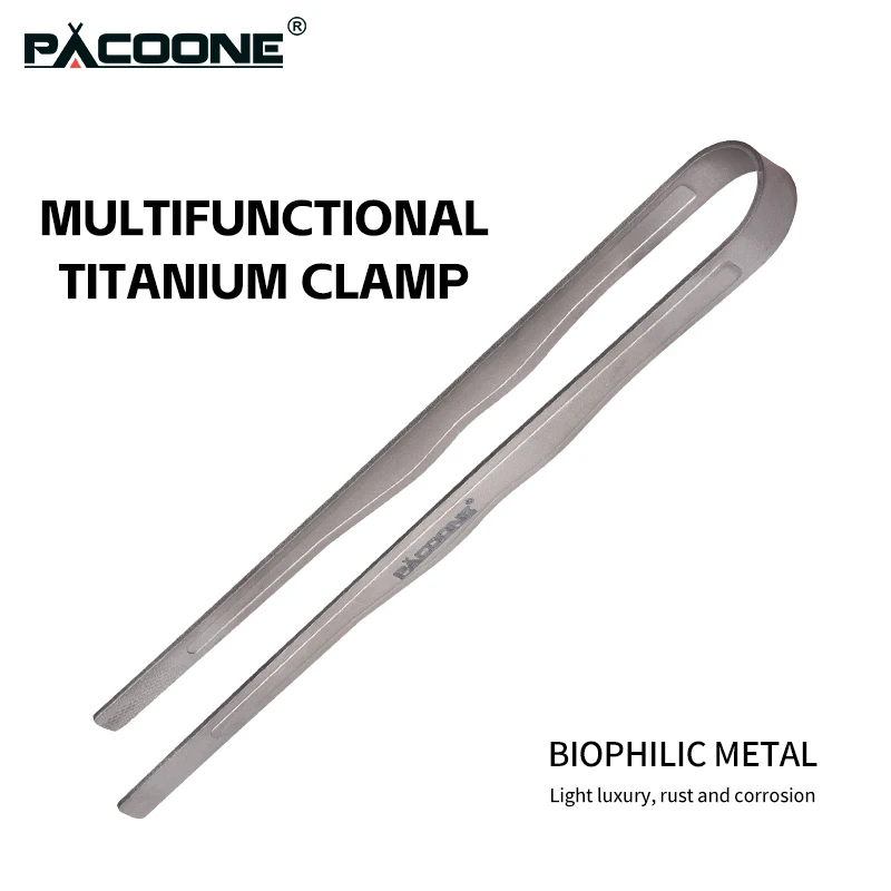PACOONE 캠핑 티타늄 티컵 클립 야외 초경량 스테이크 뚜껑 바베큐 티 집게 식기류 토스트 집게