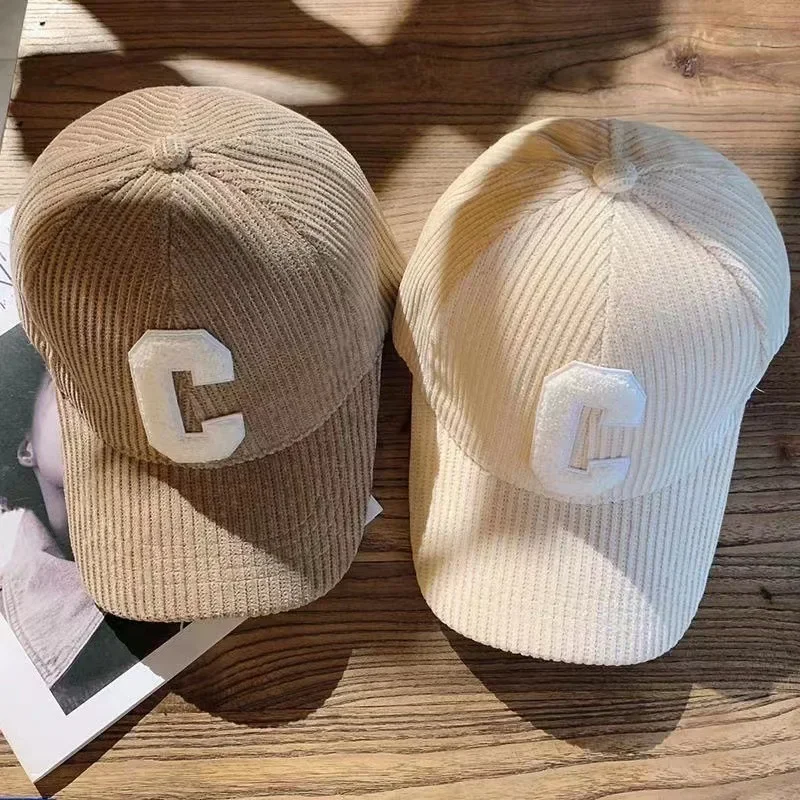 Corduroy Letter C Autumn Winter Baseball Cap Men Women Solid Color Ponytail Sport Hat Adjustable Unisex Hip Hop Dad Trucker Caps