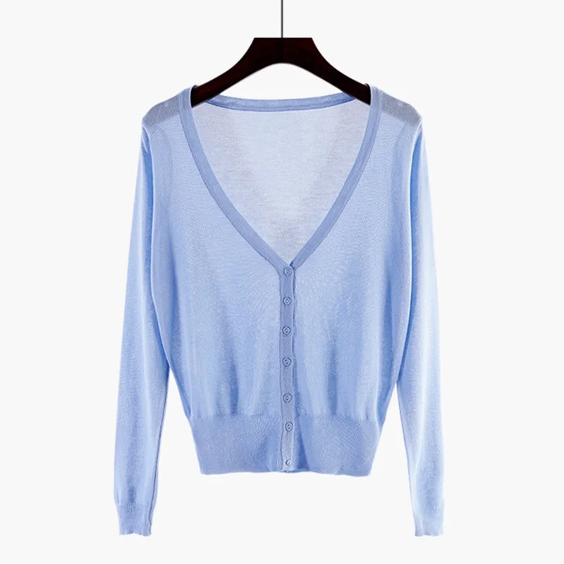 Cardigan Women Knitted Sweater Spring Autumn Summer Sun Protection Clothing Female Cardigans Women Thin Jacket Coat Ladies Tops - 6