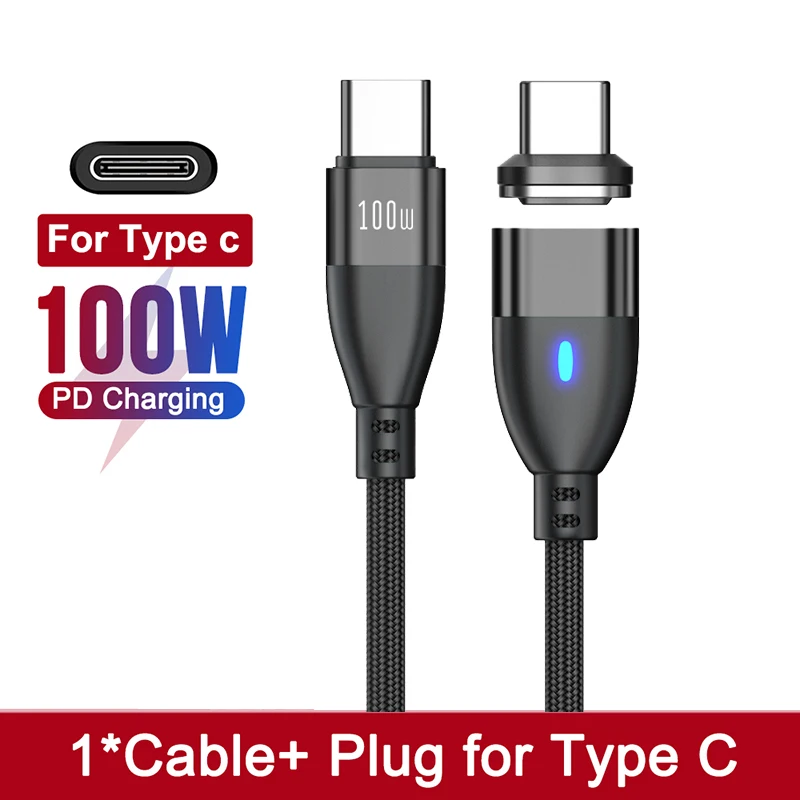 AUFU 100W Magnet-Ladekabel 2-in-1 [2 Stk., 1m + 1,8m] – Typ C & Micro USB, Schnelles Laden Für Phone, Galaxy, IPad