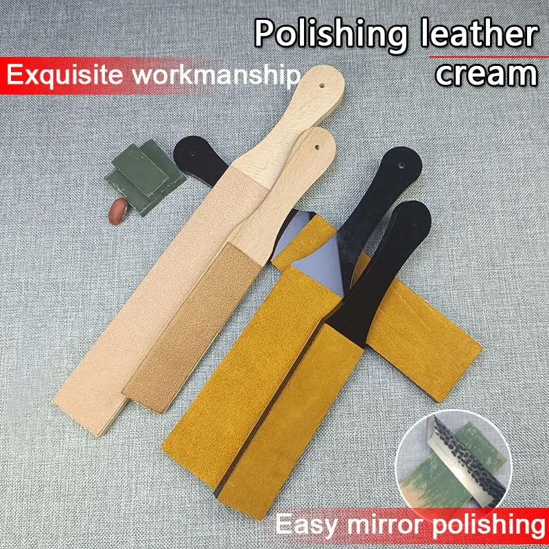 Pelle per affilare coltelli con composto per lucidatura - Pelle a doppia faccia: coltello per intaglio del legno e lavorazione del legno.