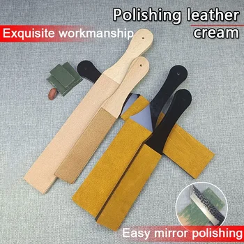 Pelle per affilare coltelli con composto per lucidatura - Pelle a doppia faccia: coltello per intaglio del legno e lavorazione del legno.