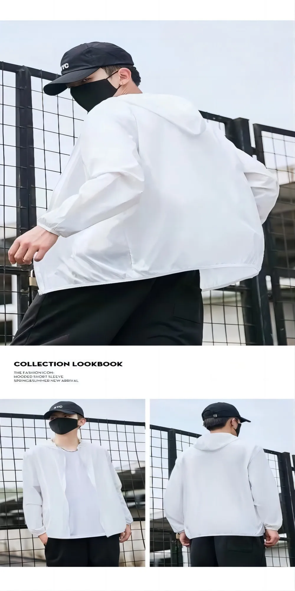 Badminton Jacket Spring and Summer Ice Silk Hooded Sun Protection Jacket Fashion Multi-purpose Men's Sunscreen Slim Leisure Scene Clothing