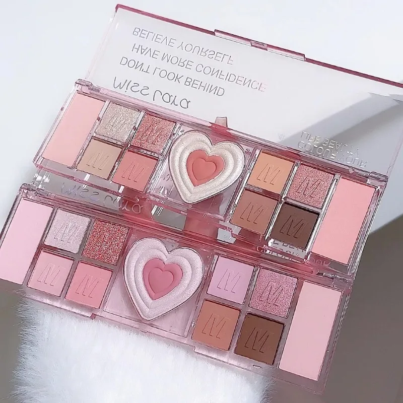 12Colors Love Heart Pink Eyeshadow Palette Natural Cool Tone Low Saturation Matte Eye Shadow Pallet Brown Korean Makeup Cosmetic 4