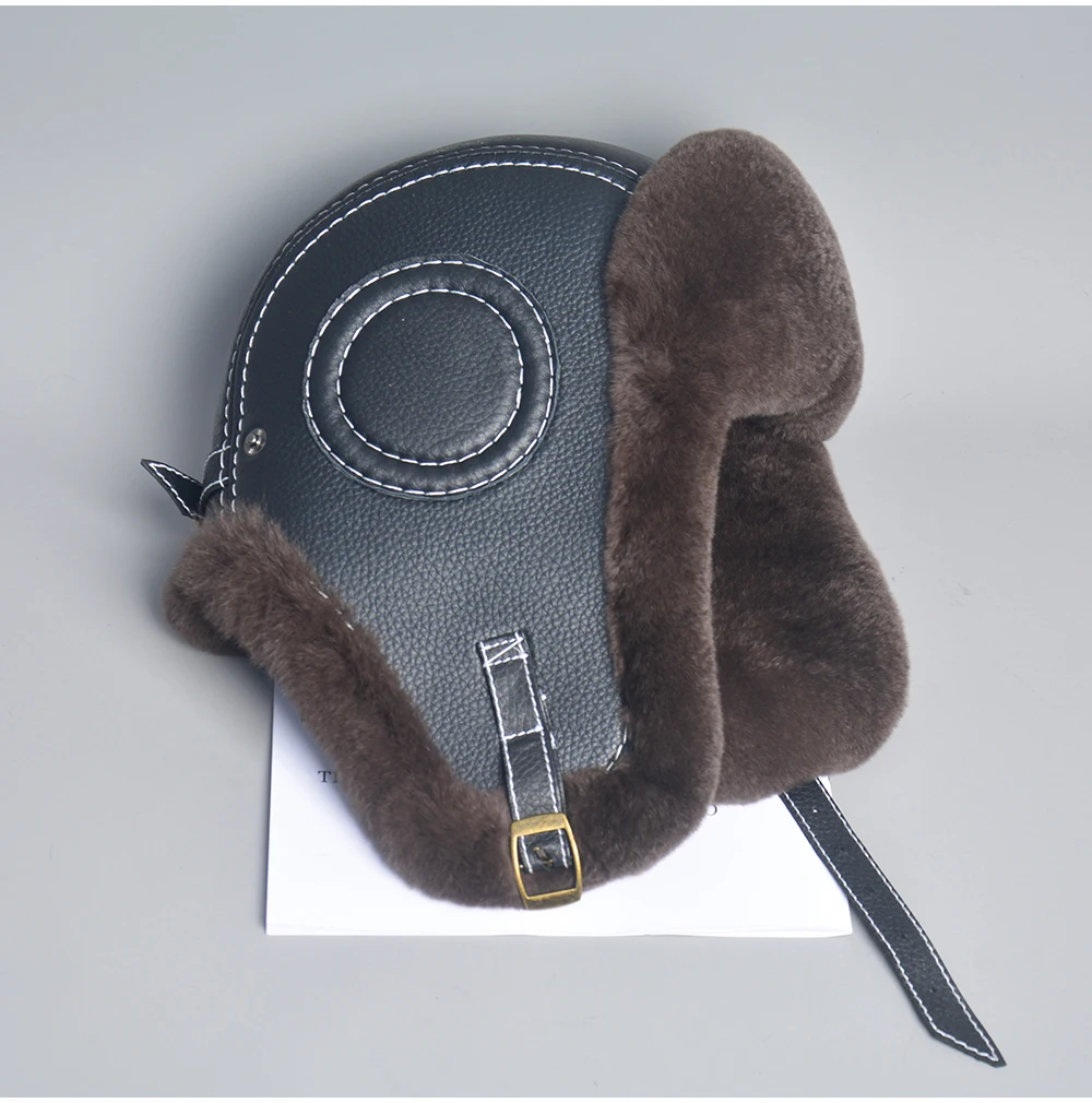 2024 New Men's 100% Natural Rex Rabbit Fur Bomber Hats Winter Russian Man Warm Real Sheepskin Leather Hat Male Real Fur Caps