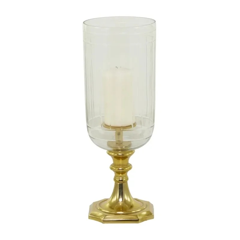

Gold Aluminum Single Candle Hurricane Lamp