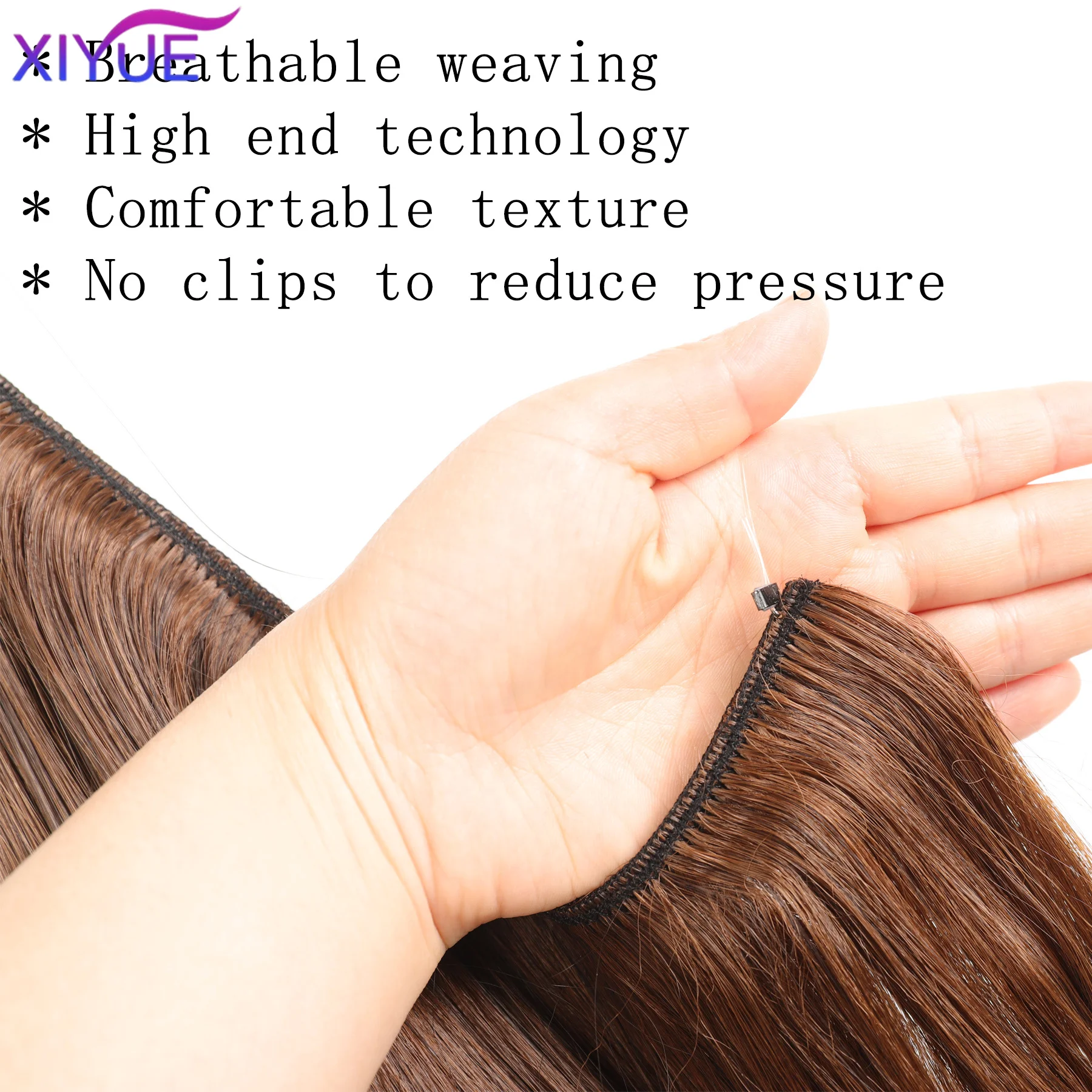 Synthetic Invisible Wire No Clips In Hair Extensions Secret Fish Line Hairpieces Hair Extensions Fake Hair For Women