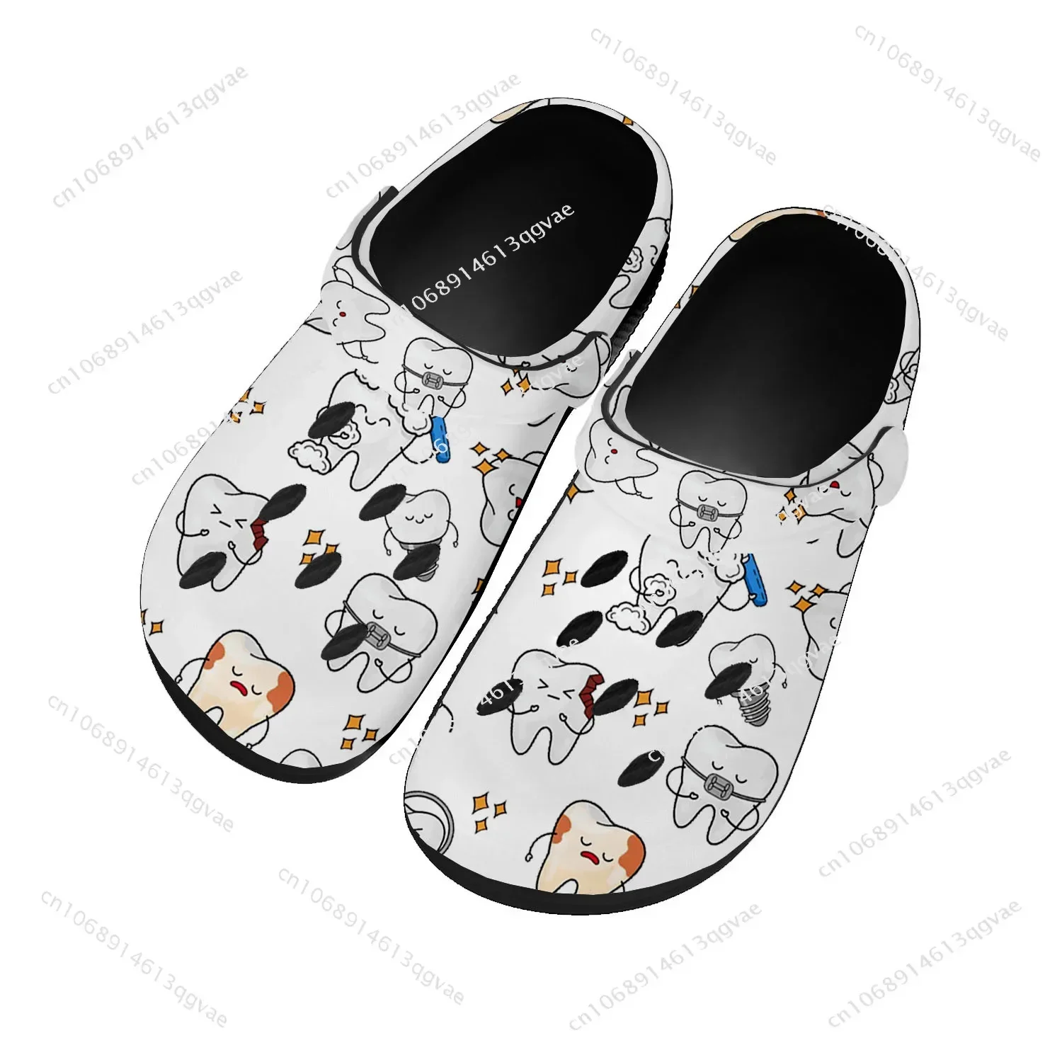 Tooth Dentist Cartoon Home Clogs Custom Water Shoes Mens Womens Teenager Sandals Garden Clog Breathable Beach Hole Slippers