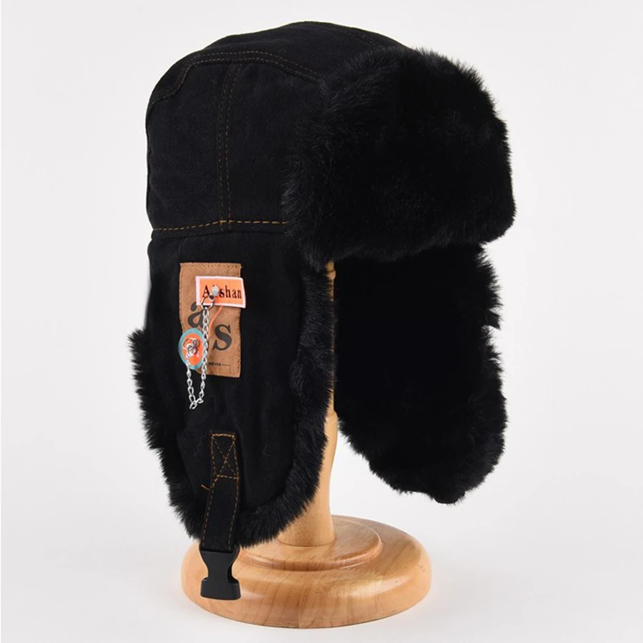 Winter Fur Bomber Hats For Men Women Outdoor Plush Thicken Warm Windproof Mountaineering Ski Snow Russian Cap