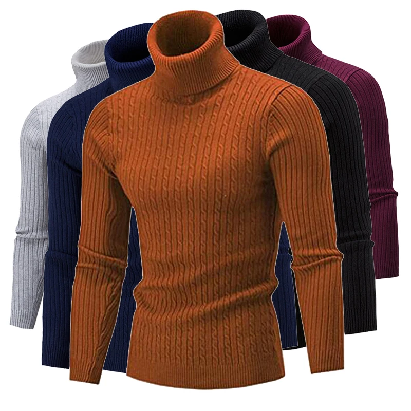 

Autumn and Winter 2023 New High Quality Men's High Neck Sweater Pullover Long Sleeve Warm Knitted High Neck Sweater 7 Colors
