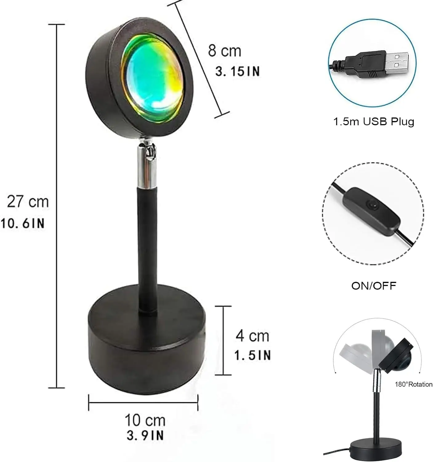 Sunset Lamp Nightlights USB Projector Birthday Party Decoration Mood Lights For Bedroom Living Room Wall Photography