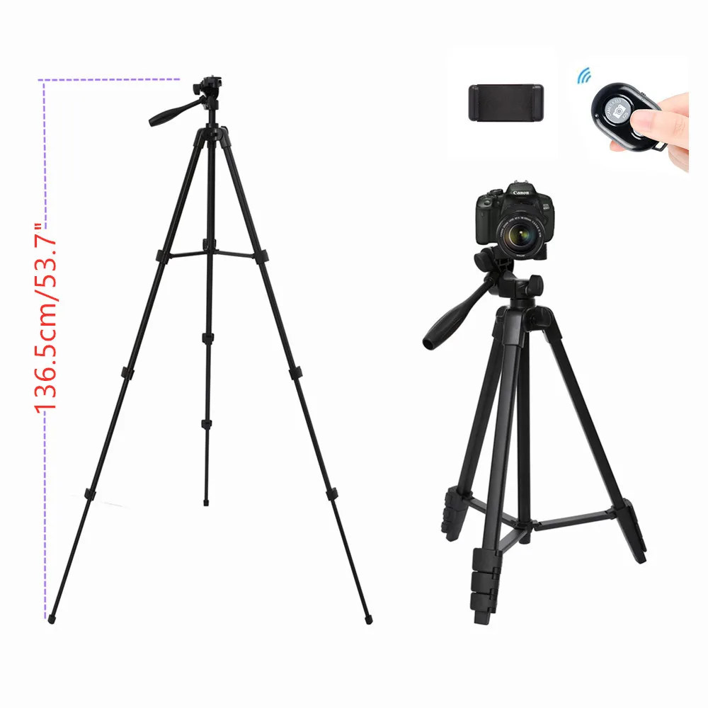 Profesional Aluminum Mini Tripods With Bluetooth Camera Tripod Stand Camera Phone Smartphone iphone Xiaomi Huawei Max 136CM