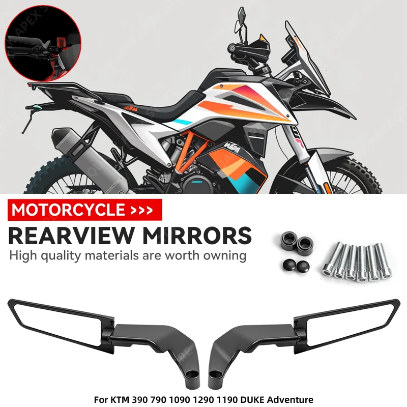 KTM 390 790 1090 1290 1190 듀크 어드벤처 오토바이 미러, 스텔스 윙렛 미러 키트, 회전 조절 가능 미러