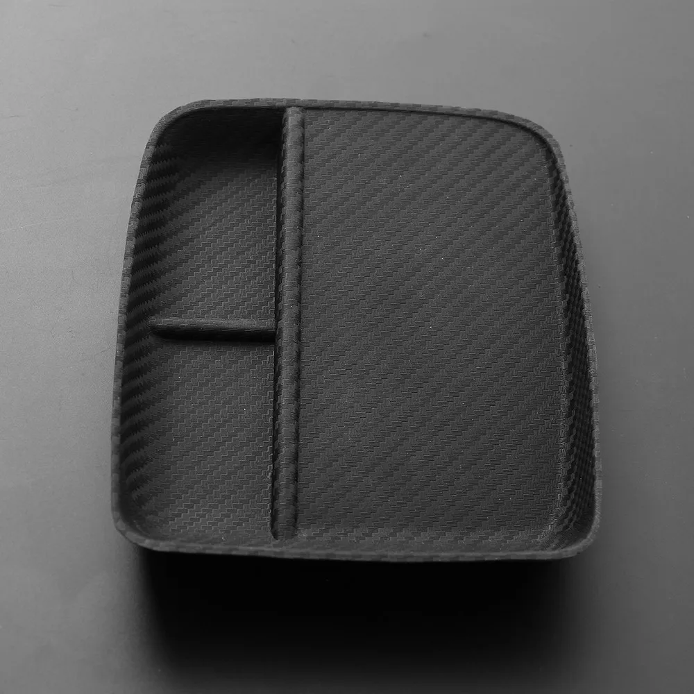 Carbon Fiber Style Center Armrest Box Storage Silicone Console Tray Storage Car Interior Accessories For Toyota Prius XW50 2015