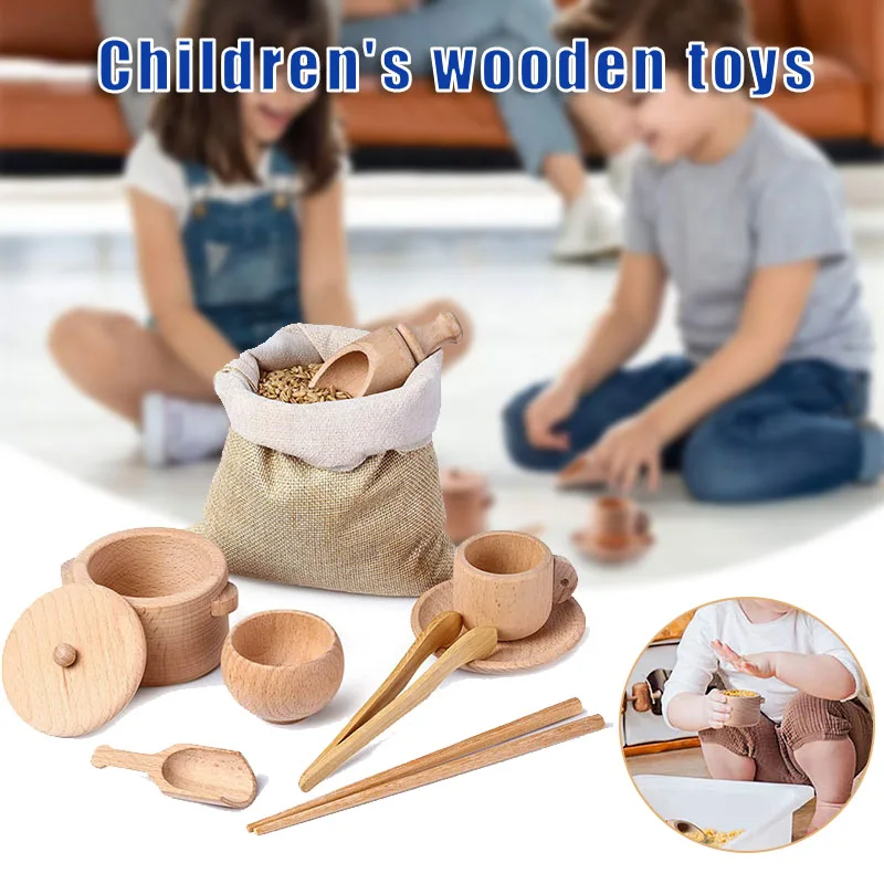 

Play Kitchen Starter Accessories Wooden Play Set Montessori Kitchen Toys For 3 4 5 Years Old Girls And Boys