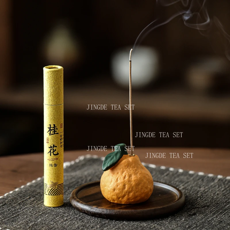 Orange Thread Incense Burner Da Ji Da Li Resin Home Aromatherapy Stove Tea Room Fragrance Seat Home Decoration Tea Accessories