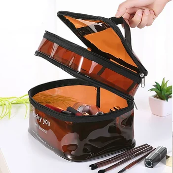 Borsa cosmetica da bagno in PVC trasparente impermeabile borsa da trucco da donna custodia da viaggio con cerniera trucco Beauty Wash Organizer Kit di immagazzinaggio da toilette
