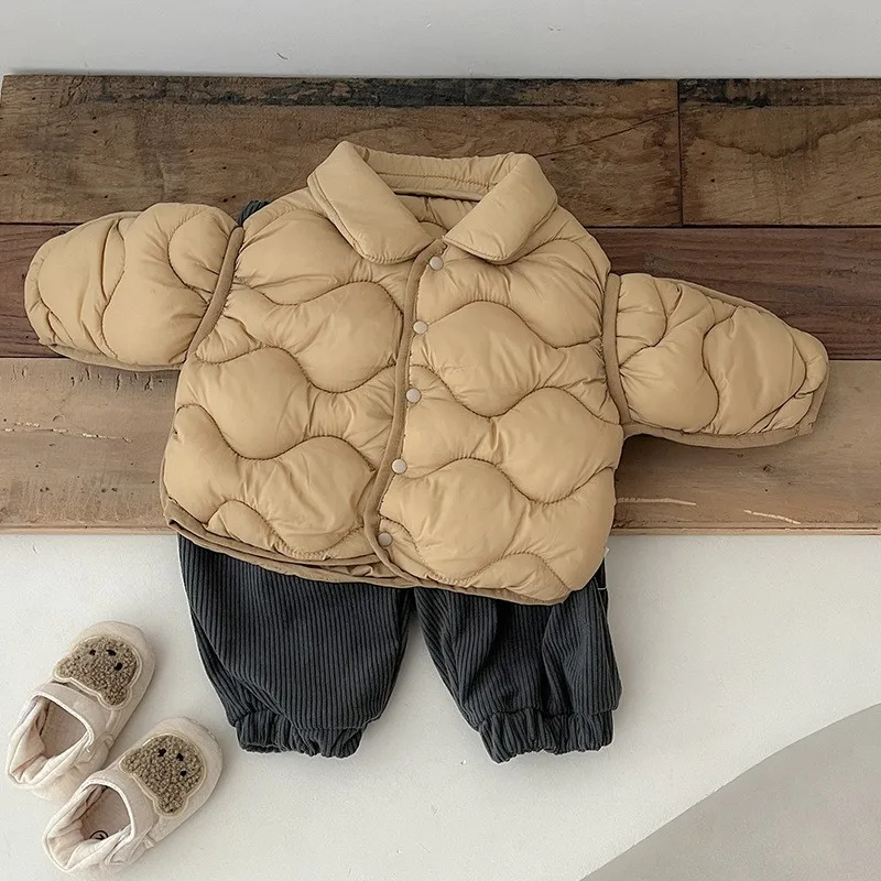 Newborn Baby Girl Boy Fleece Inside Cartoon Jacket Infant Toddler Child Warm Solid Color Thick Coat Winter Baby Clothes 9M-3Y