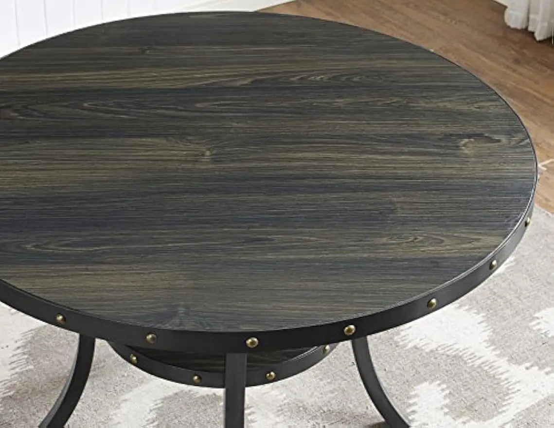 new-Biony Collection Round Dining Table, Espresso