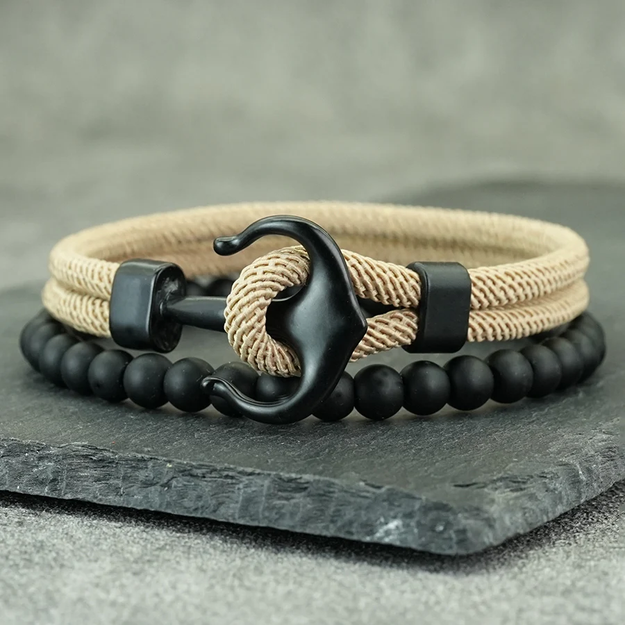 Noter Fashion 2-teiliges Herren-Armband-Set, hochwertig ausgewähltes 4-mm-Kordelarmband, hautfreundlich, farbecht, 6 Farboptionen, perfektes Geschenk für Ihn, Joias – Detail 7