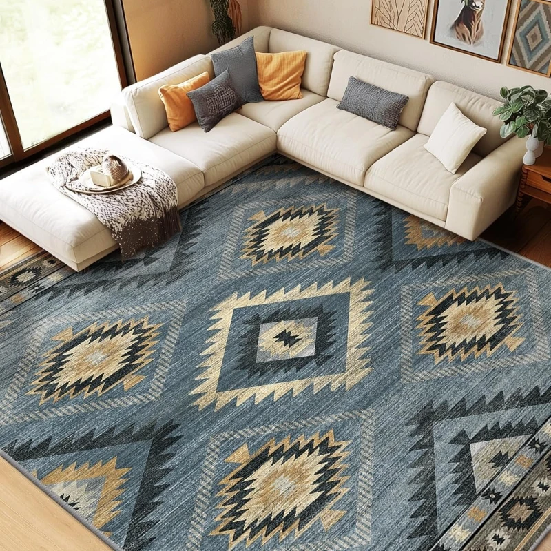 Bohemian Retro Living Room Carpet Simple Art Bedroom Plush Rug Machine Washable Folding Sofa Coffee Table Mats 러그 Ковер Alfombra
