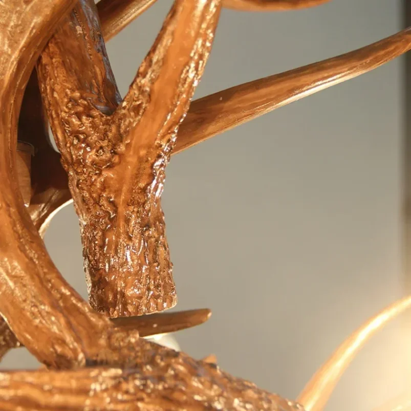 Retro Resin Antler Pendant Chandelier For Living Room 4 6 9 Arms Hanging Lamp Brown White E14 Deer Horn Lights House Decoration