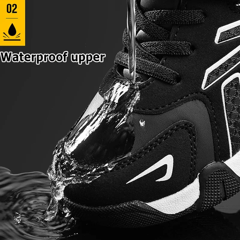 Boys Leather Sneakers - Kids Running Shoes With Rubber Outsole & Hook And Loop Closure