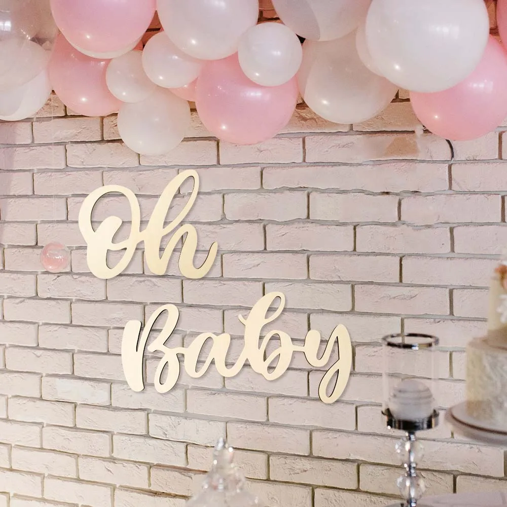 Oh Baby Holz Buchstaben Zeichen Happy 1st Birthday Party Dekoration Holz Wandaufkleber Junge Mädchen Baby Dusche Wand Hintergrund Dekor – Detail 4