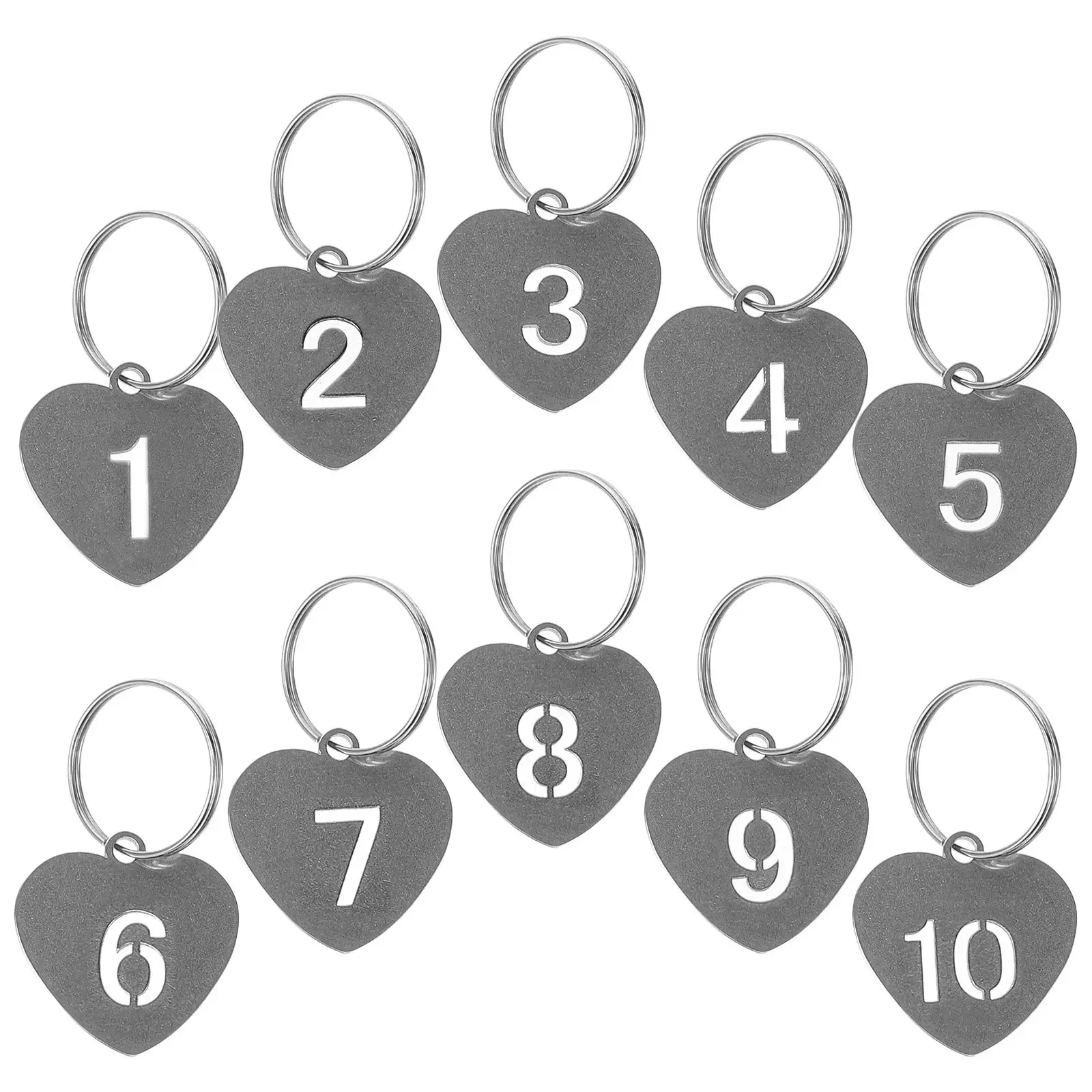 10Pcs 하트 모양의 숫자 태그 수하물 식별용 링이 있는 키 태그 가방 라벨링 ..
