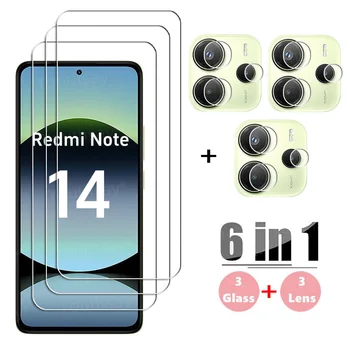 6in1 Full Gule Glass per Xiaomi Redmi Note 14 Vetro temperato Redmi Note 14 Protezione schermo Obiettivo della fotocamera Pellicola Redmi Note 14 1
