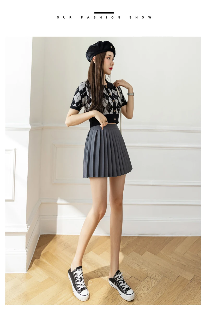 summer skirts New Preppy Style High Waist Solid Pleated Mini Skirts Women Summer Spring Korean Fashion Clothes Black A-line Skirt Womens 2022 skirts for women