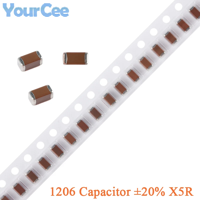 

10pcs 1206 SMD Capacitor ±20% X5R 10uF 22uF 47uF 100uF 2.2uF 470nF 330nF