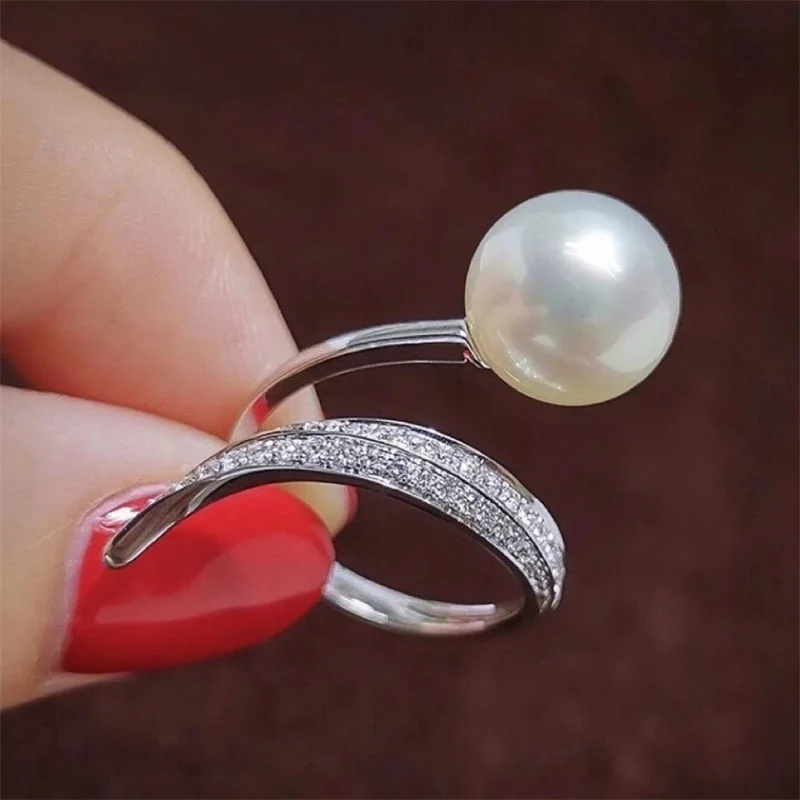 

new AAAA ++++ 6-7MM 7-8MM 8-9MM 9-10MM ROUND AKOYA WHITE Pearl 18K Gold Plated Open Ring