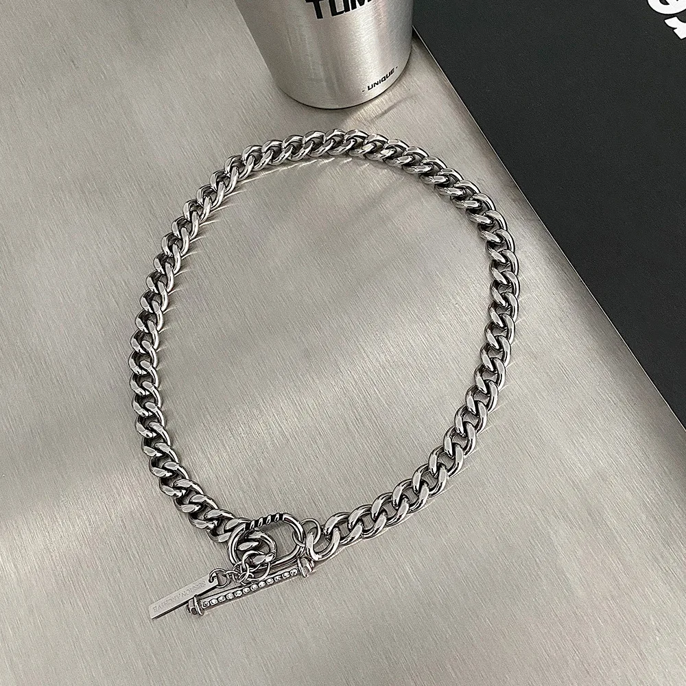 Fashion men hip hop necklace rapper necklace OT button stitching collarbone necklace fashion women