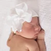 0-6Months Newborn Hospital Cute Knit White Bonnet with Ribbon Bow Baby Girls Boknot Beanie Hat Infant Grosgrain Bowknot Soft Hat 2