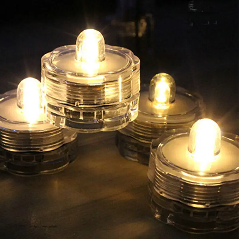 

120PCS/LOT Submersible Battery operate Led tealight Waterproof vase floral candle lamp Wedding Xmas party table decor-AMBER