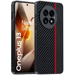 Carbon Fiber Anti - Shock Protective Case - Hard Plastic & TPU Gel - Oneplus 13 5G (Black Red)