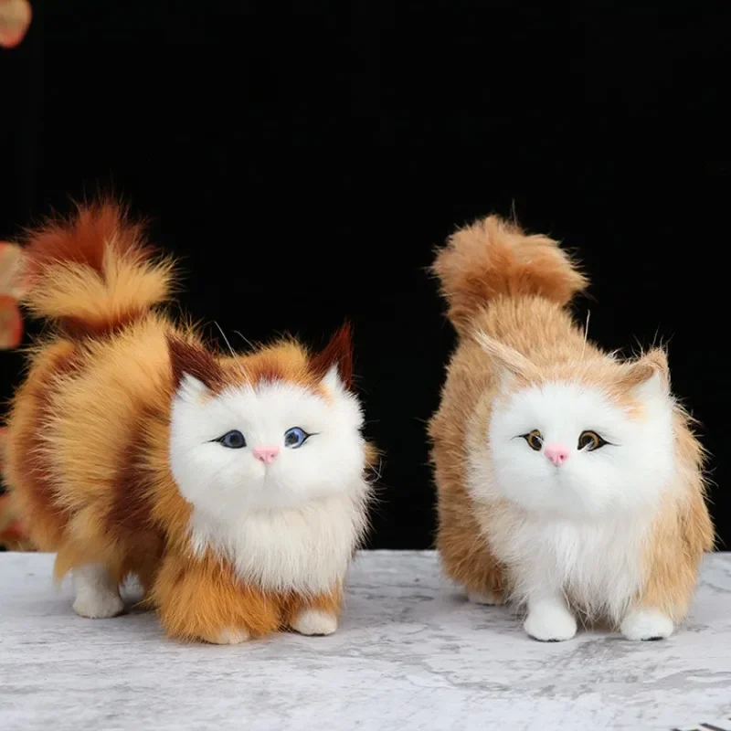Cute Simulation Cat Plush Toys Soft Stuffed Kitten Model Fake Cat Realist Animals for Kids Girls Birthday Valentine's Day Gift