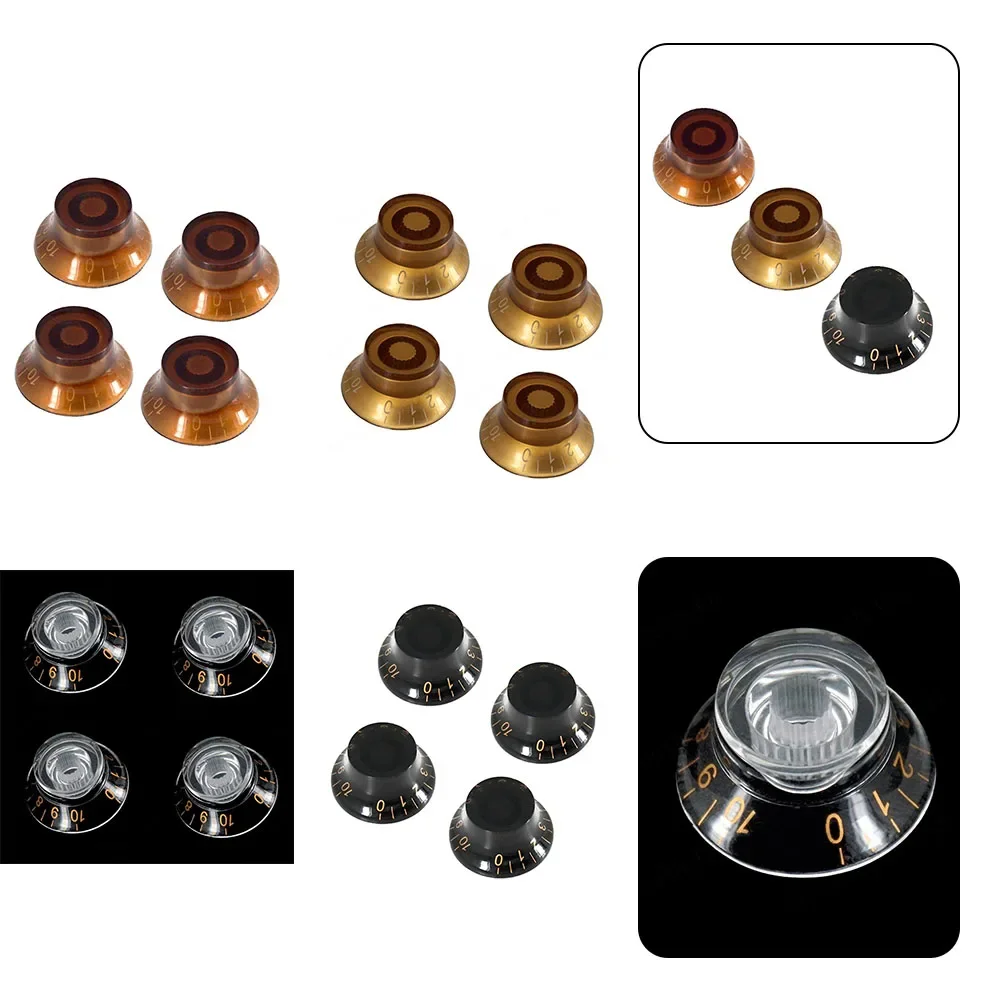 4 Boutons De Tonalité Et Volume Noirs/or Pour Guitare électrique Type LP - Lot Neuf