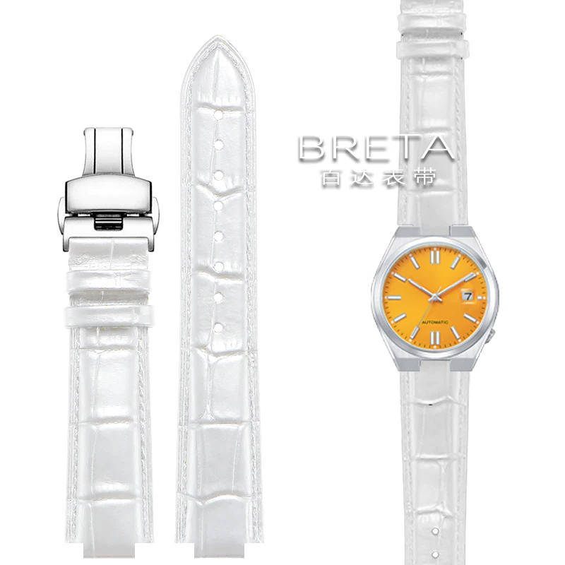 Premium Genuine Leather Watch Strap with Butterfly Clasp and Concave Ends