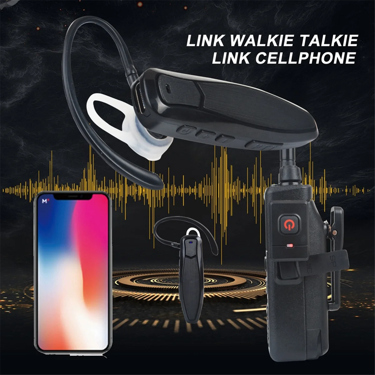 Walkie Talkie Wireless Bluetooth PTT Headset Earpiece Hands-Free K Plug for KENWOOD Microphone Headset Adapter NND