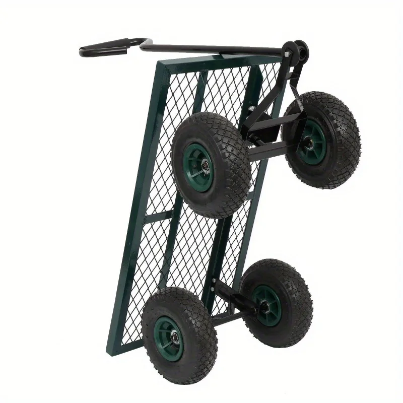 38" Garden Carts Yard Dump Wagon Cart Lawn Utility Cart Outdoor Heavy Duty Green