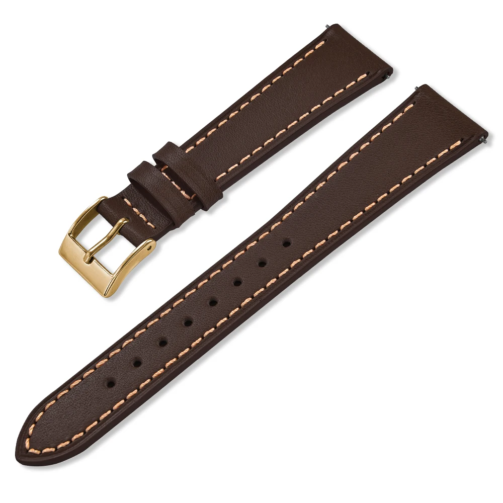Elegant Leather Watch Strap with Exquisite Stitching - Skin-Friendly and Supple Unisex Replacement Band