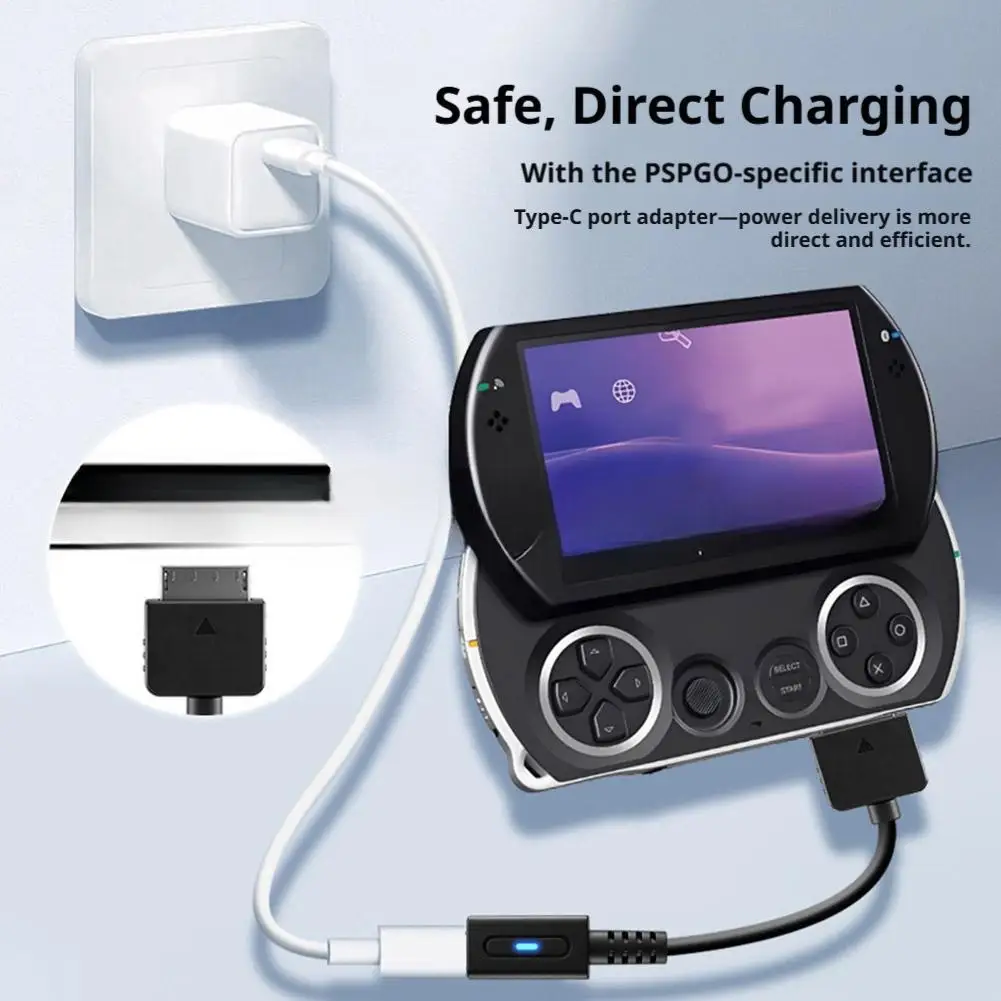 PSP Go용 C타입 케이블, 충전 데이터 어댑터, USB C LED 변환 케이블,  PSP Go 게임 콘솔 전원 공급 와이어